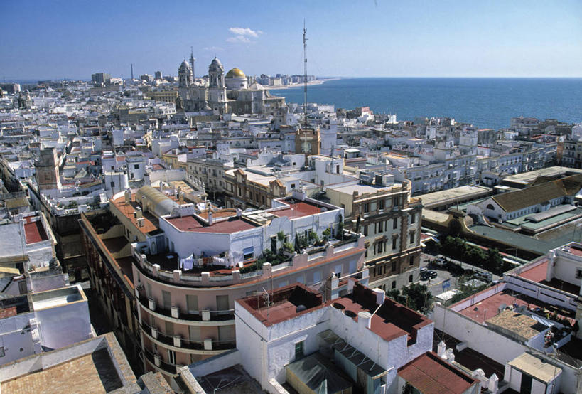 无人,横图,室外,天际线,西班牙,欧洲,屋顶,摄影,安达路西亚,加的斯,彩图