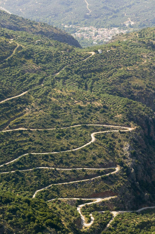 无人,竖图,山,路,希腊,欧洲,弯腰,弯曲,摄影,西欧,地中海文化,南欧,希腊文化,克里特岛,彩图