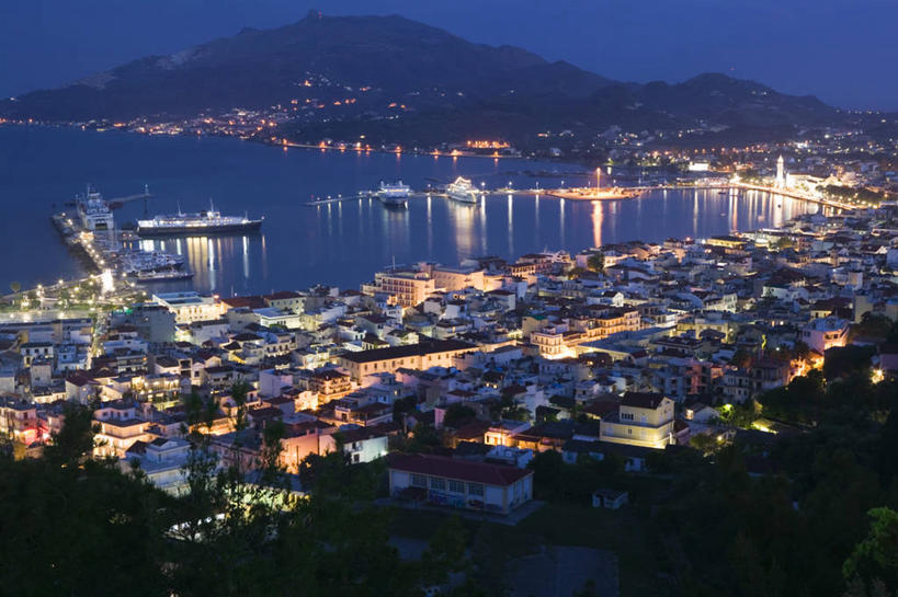 无人,横图,夜晚,希腊,欧洲,摄影,西欧,地中海文化,南欧,希腊文化,扎金索斯,彩图,海港,艾奥尼亚群岛