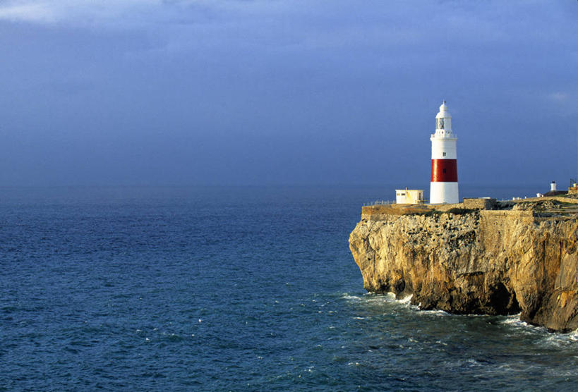 无人,横图,室外,道路,欧洲,信息,悬崖,灯塔,交通,方向,摄影,引导,指引,航标,直布罗陀,彩图,导航