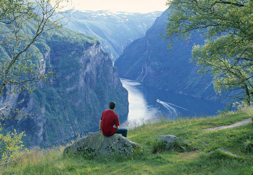 一个人,横图,室外,挪威,欧洲,摄影,西欧,斯堪的纳维亚,北欧,斯堪狄纳维亚半岛,盖伦格峡湾,彩图