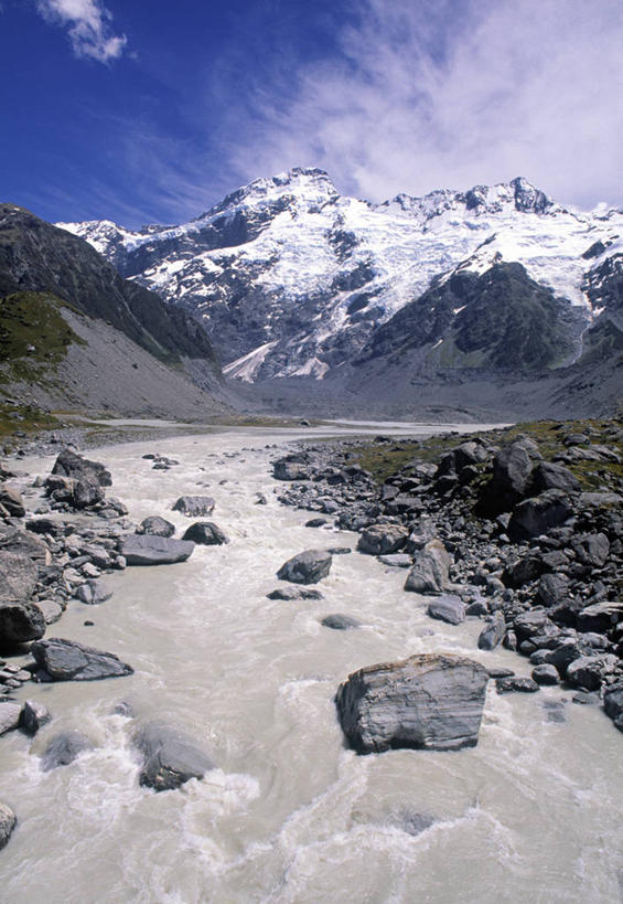 无人,竖图,室外,山,山脉,阿尔卑斯山,新西兰,地形,小溪,摄影,澳大拉西亚,库克山,南阿尔卑斯山脉,坎特伯雷,新西兰南岛,彩图