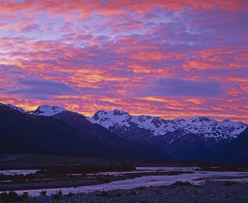 无人,横图,室外,日落,山,山脉,新西兰,地形,摄影,大洋洲,澳大拉西亚,南阿尔卑斯山脉,纽西兰,长白云之乡,坎特伯雷,新西兰南岛,亚瑟隘口国家公园,彩图,坎特伯雷区,南岛