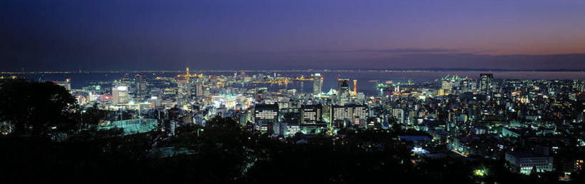 无人,横图,全景,室外,夜晚,天际线,城市,日本,亚洲,摄影,神户,彩图