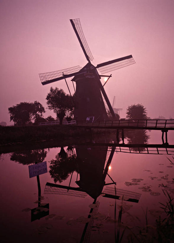 无人,竖图,风车,欧洲,荷兰,摄影,彩图,旅行