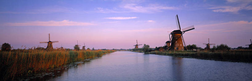 无人,横图,全景,室外,风车,欧洲,荷兰,地形,摄影,运河,小孩堤防,彩图,旅行