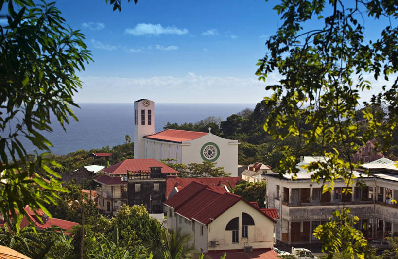 无人,教堂,横图,岛,城镇,摄影,拉丁美洲,瓜德罗普岛,彩图,法国海外领土