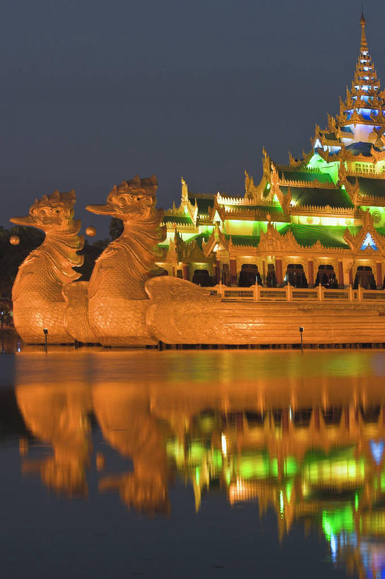 无人,竖图,夜晚,缅甸,亚洲,首都,摄影,东南亚,照亮,彩图,仰光