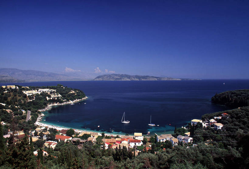 无人,横图,室外,海洋,船,希腊,欧洲,地形,摄影,地中海文化,科孚,海滩,彩图,艾奥尼亚群岛