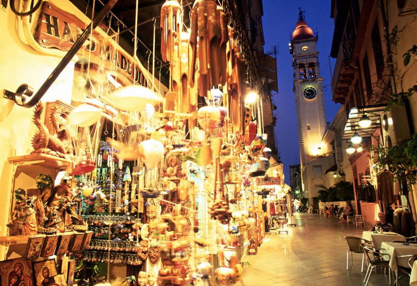 商店,横图,夜晚,购物,希腊,欧洲,纪念品,摄影,地中海文化,科孚,彩图,艾奥尼亚群岛