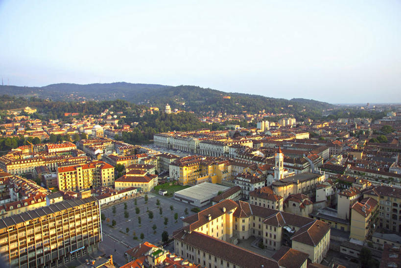 无人,横图,俯视,航拍,室外,天际线,城市,意大利,欧洲,屋顶,摄影,鸟瞰,都灵,都灵省,彩图,高角度拍摄,旅行