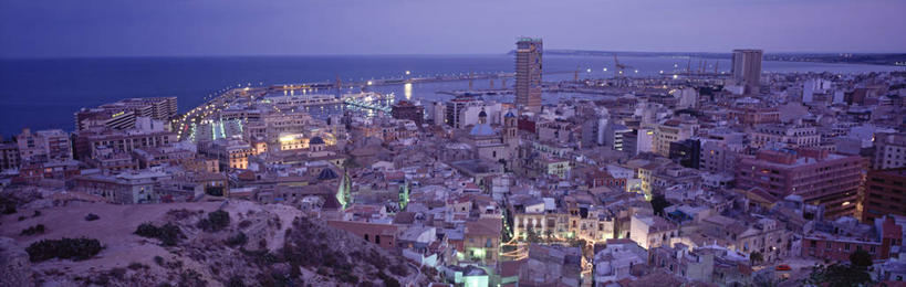 无人,横图,全景,室外,夜晚,旅游,度假,城市,建筑,西班牙,欧洲,娱乐,享受,休闲,放松,摄影,地中海文化,阿利坎特,彩图,海港,白色海岸