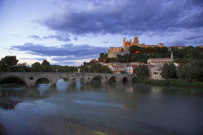 无人,横图,室外,河流,日落,法国,欧洲,桥,球体,摄影,西欧,法兰西,法国文化,法兰西共和国,法兰西第五共和国,埃罗,朗格多克.鲁西永,朗格多克.鲁西永大区,彩图,旅行,大教堂,鲁西永,贝塞尔