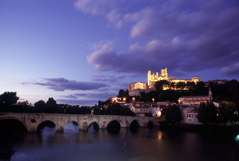 无人,横图,室外,河流,日落,法国,欧洲,桥,球体,摄影,西欧,法兰西,法国文化,法兰西共和国,法兰西第五共和国,埃罗,朗格多克.鲁西永,朗格多克.鲁西永大区,彩图,旅行,大教堂,鲁西永,贝塞尔