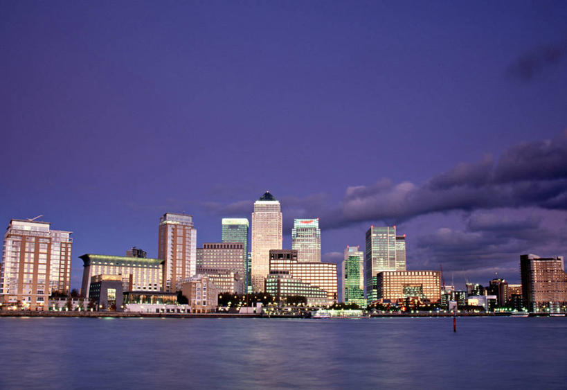 无人,横图,室外,建筑,英国,欧洲,首都,英格兰,泰晤士河,黄昏,摄影,金丝雀码头,金融区,彩图