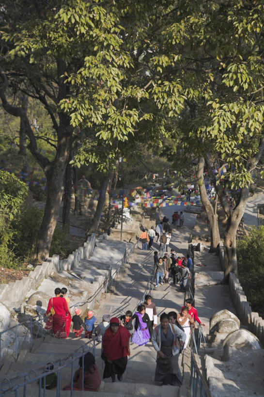 攀登,竖图,室外,城市,尼泊尔,亚洲,首都,台阶,摄影,宗教,佛教,加德满都,朝圣节,苏瓦扬布拿佛塔,彩图