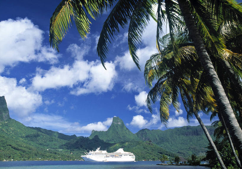 无人,横图,邮轮,摄影,太平洋,热带气候,法属玻利尼西亚,彩图,法国海外领土