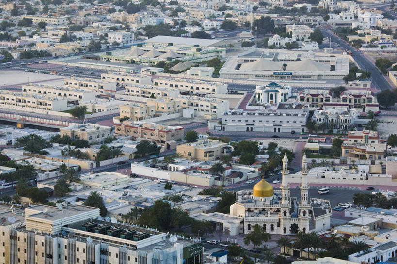 无人,横图,俯视,城市,郊区,黄昏,摄影,中东,阿拉伯联合酋长国,迪拜,波斯湾,彩图,高角度拍摄,阿拉伯半岛,广角拍摄