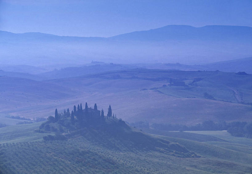 无人,横图,室外,山,雾,意大利,欧洲,塞浦路斯,房屋,地形,葡萄园,摄影,早晨,西欧,南欧,意大利文化,托斯卡纳区,白杨,农舍,彩图