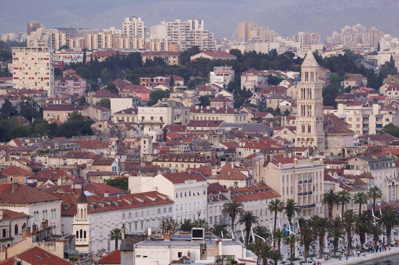 无人,横图,俯视,室外,天际线,城市,欧洲,克罗地亚,摄影,地中海文化,巴尔干,东欧,亚得里亚海,斯普利特,彩图,高角度拍摄