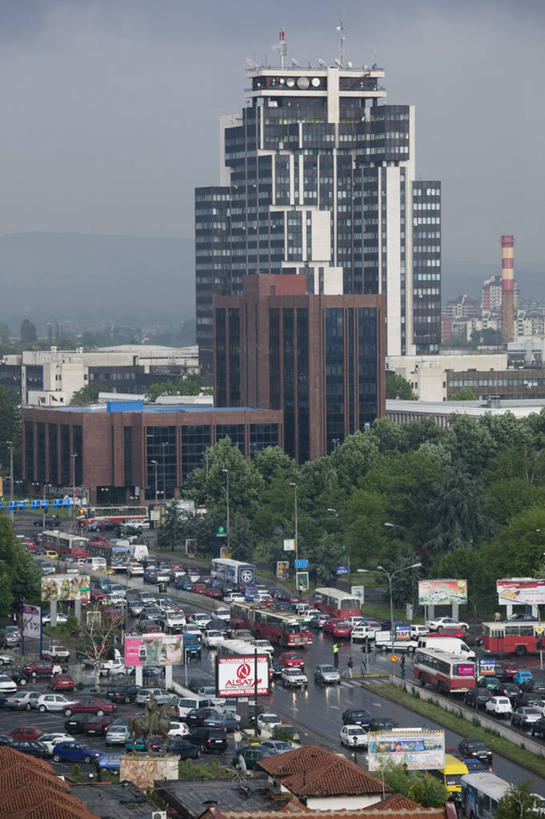 无人,竖图,俯视,室外,天际线,城市,路,欧洲,交通,首都,摄影,巴尔干,斯科普里,彩图,高角度拍摄