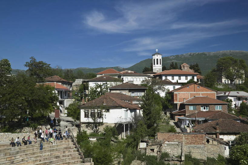 无人,横图,天际线,欧洲,城镇,摄影,巴尔干,奥赫里德,彩图