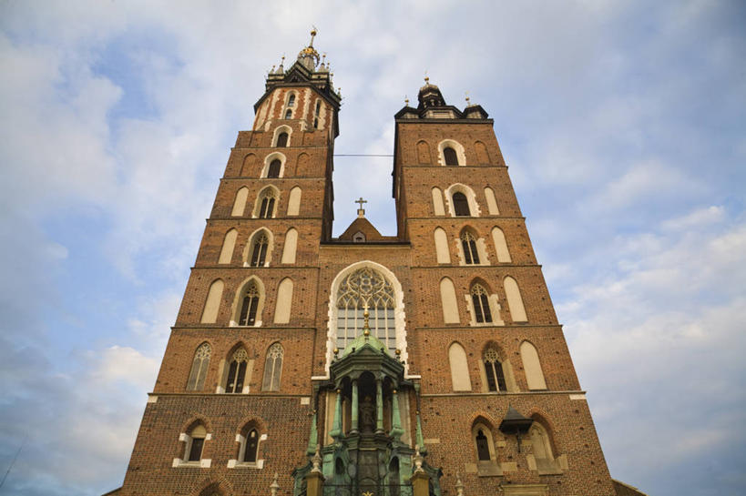 无人,教堂,横图,白天,城市,欧洲,波兰,摄影,宗教,基督教,宗教建筑,东欧,中欧,克拉科夫,圣玛丽教堂,彩图