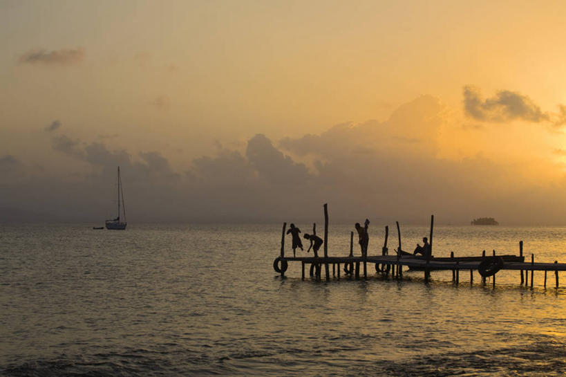 无人,码头,横图,日落,摄影,中美洲,拉丁美洲,彩图