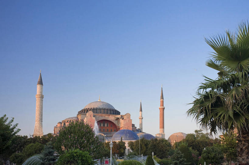 无人,横图,城市,建筑,欧洲,亚洲,摄影,宗教,尖塔,伊斯兰教,伊斯坦布尔,彩图,圣索菲亚大教堂