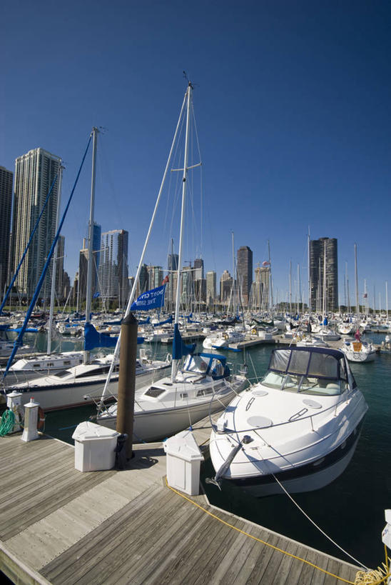 无人,竖图,室外,天际线,城市,摩天大楼,船,美国,游艇,摄影,北美,市区,伊利诺斯州,密歇根湖,芝加哥市,美国人,彩图,海港