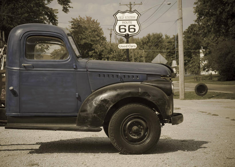 无人,横图,车站,美国,标志,摄影,天然气,北美,伊利诺斯州,66号公路,美国人,彩图,皮卡车