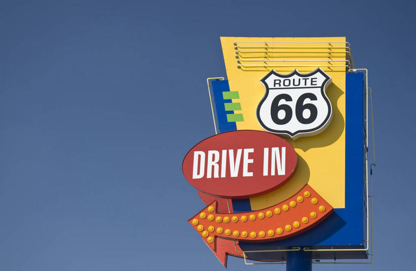 无人,横图,电影院,美国,标志,摄影,北美,伊利诺斯州,斯普林菲尔德,66号公路,美国人,彩图,汽车电影院
