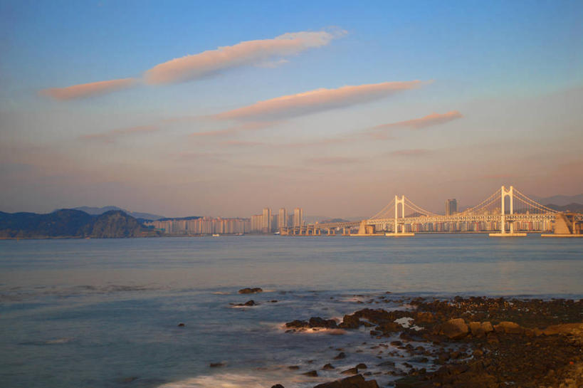 无人,横图,室外,白天,旅游,城市,釜山,韩国,亚洲,桥,黎明,摄影,早晨,东亚,庆尚南道,朝鲜半岛,彩图,旅行