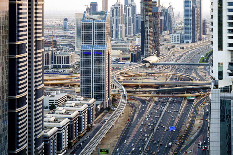 无人,横图,俯视,室外,白天,旅游,天际线,城市,交通,摄影,中东,阿拉伯联合酋长国,迪拜,波斯湾,中东文化,谢赫扎耶德路,阿拉伯,彩图,高角度拍摄,旅行,阿拉伯半岛,广角拍摄