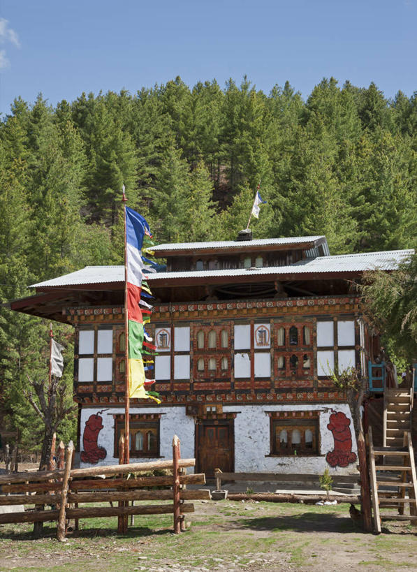 无人,竖图,室外,白天,建筑,不丹,房屋,经幡,摄影,佛教,住房,彩图