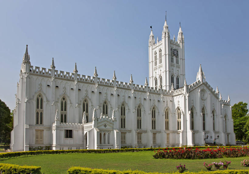 无人,教堂,横图,室外,白天,建筑,孟加拉国,印度,亚洲,白色,摄影,宗教,宗教建筑,南亚,哥特式风格,孟加拉人民共和国,加尔各答,印度次大陆,彩图,大教堂,英国国教