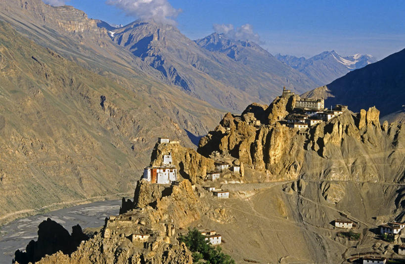 横图,室外,山,山脉,建筑,印度,亚洲,高处,摄影,宗教,佛教,山脊,喜马拉雅山脉,喜马偕尔邦,彩图