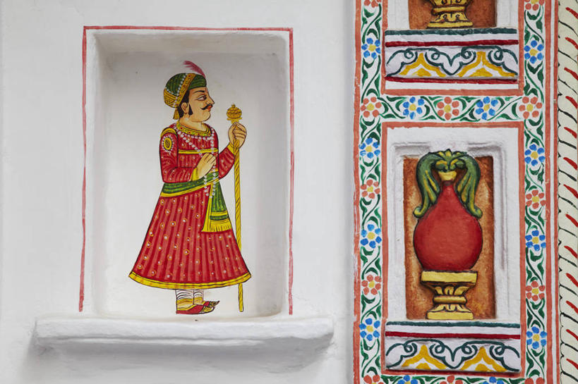 无人,横图,室内,白天,城市,印度,亚洲,艺术,墙,壁画,摄影,作画,拉贾斯坦邦,乌代浦,美术工艺,印度次大陆,彩图,传统文化