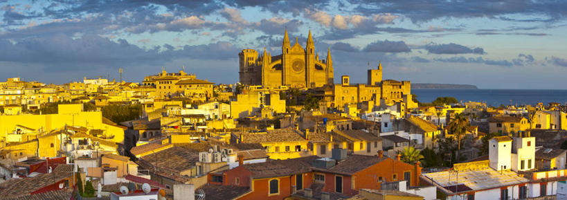 无人,横图,全景,室外,白天,建筑,西班牙,屋顶,云,城镇,摄影,帕尔马,帕尔马大教堂,马略卡,彩图,旅行,大教堂