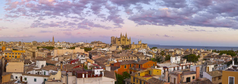 无人,横图,全景,室外,白天,建筑,西班牙,屋顶,云,城镇,摄影,帕尔马,帕尔马大教堂,马略卡,彩图,旅行