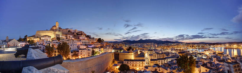 无人,横图,全景,室外,西班牙,欧洲,云,城镇,风景,黄昏,摄影,照亮,南欧,西班牙王国,巴利阿里群岛,巴利阿里,伊比沙岛,彩图,旅行,伊维萨岛