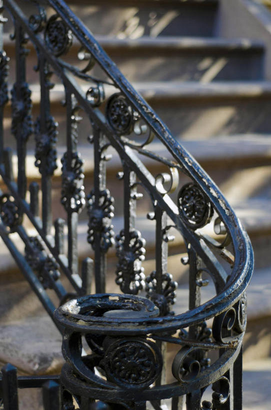 无人,栏杆,竖图,室外,特写,白天,楼梯,纽约,美国,扶手,阶梯,护栏,台阶,摄影,彩图