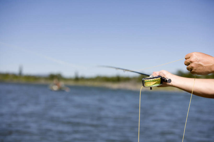 手,一个人,横图,室外,白天,留白,河流,水,美国,摄影,部分,怀俄明,蛇河,杰克逊霍尔,钓竿,休闲活动,彩图,钓鱼,对焦