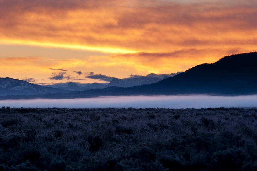 无人,横图,室外,日出,山脉,雾,美国,地形,田地,风景,摄影,宁静,怀俄明,大提顿国家公园,彩图
