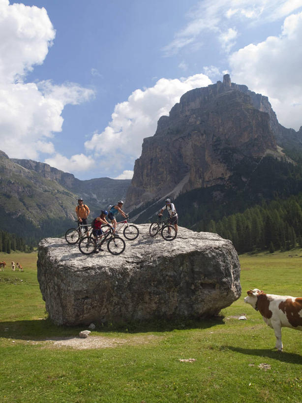 西方人,中年人,四个人,竖图,室外,白天,旅游,美景,山,自行车,意大利,欧洲,欧洲人,朦胧,模糊,地形,景观,山地车,车,脚踏车,骑,风景,自然,交通工具,骑车,景色,摄影,岩层,自然风光,载具,阿尔卑斯山脉,母牛,多洛米蒂山脉,多罗迈特山,无忧无虑,冒险,白种人,年轻人,岩石,彩图,旅行