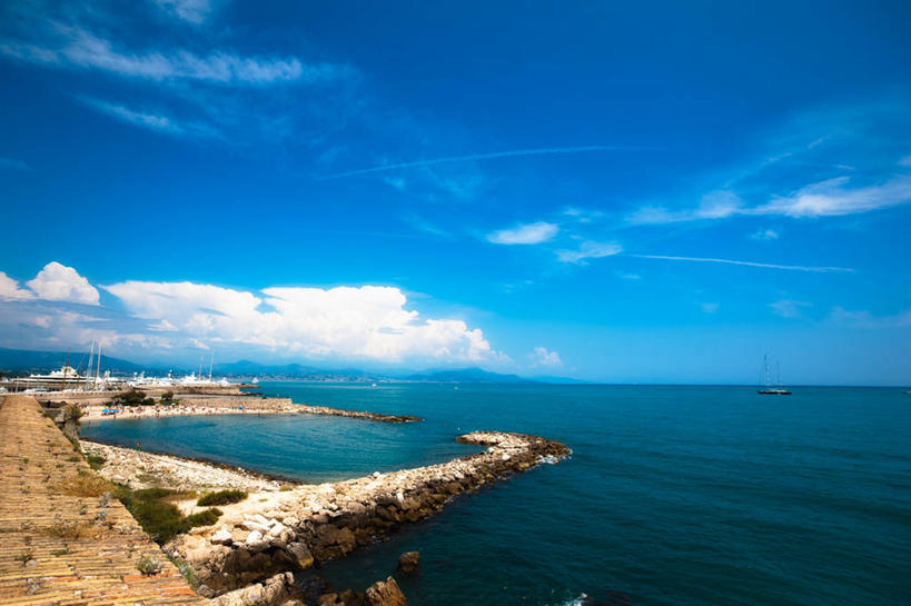 无人,横图,全景,室外,白天,海洋,美景,法国,景观,水平线,云,蓝色,风景,天空,自然,景色,摄影,宁静,普罗旺斯,自然风光,彩图,安提布