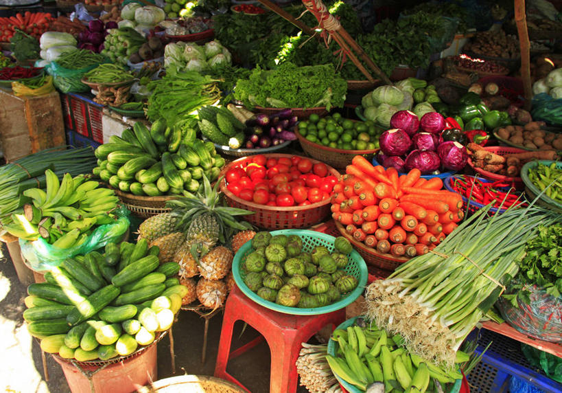 无人,横图,室外,白天,购物,消费,蔬菜,水果,越南,许多,丰富,篮子,集市,市场,很多,饮食,零售,金融,摄影,多样,清新,选购,贸易,彩图,顺化