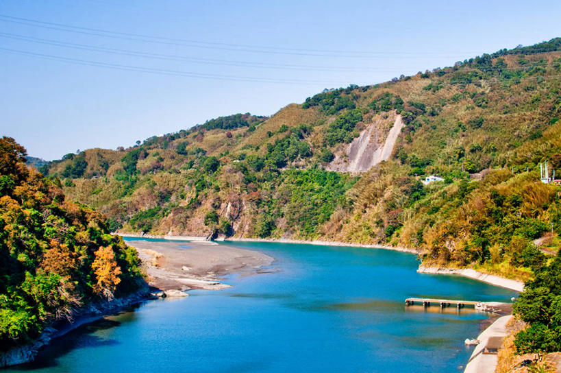 无人,横图,室外,白天,河流,美景,山,台湾,景观,树,风景,自然,景色,摄影,宁静,自然风光,桃园县,万里无云,彩图