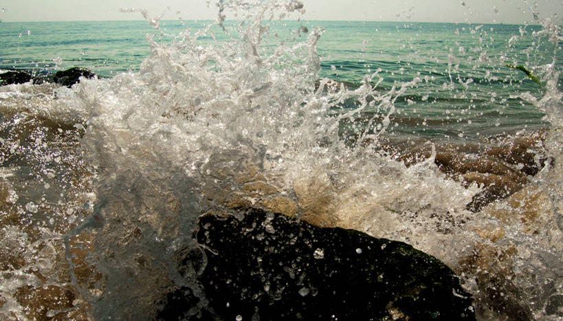 无人,横图,室外,白天,海浪,海洋,英国,溅,水平线,自然,摄影,涨潮,宁静,岩石,彩图