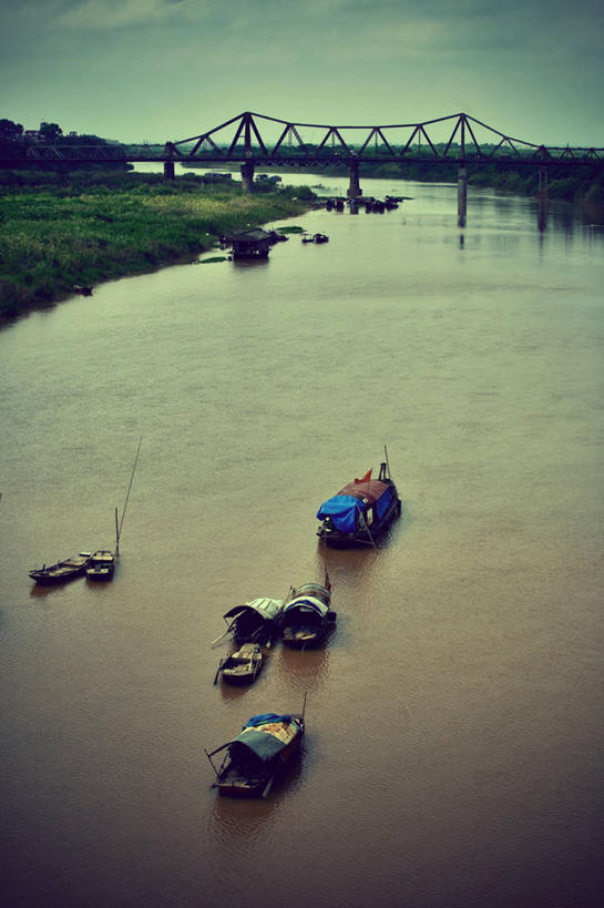 无人,竖图,室外,白天,水,船,越南,桥,首都,联系,运输,摄影,宁静,河内,彩图,水灾